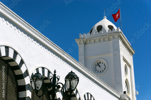 Top of the Ministry of Finance Building in Tunis, Tunisia.