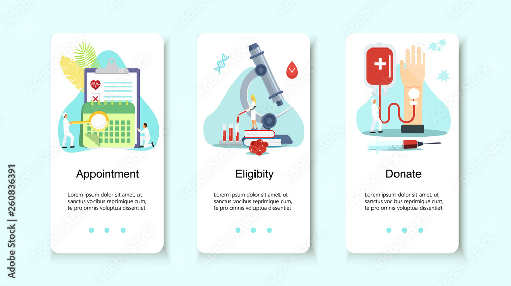 Blood donor center, donation with tiny people character concept vector ...