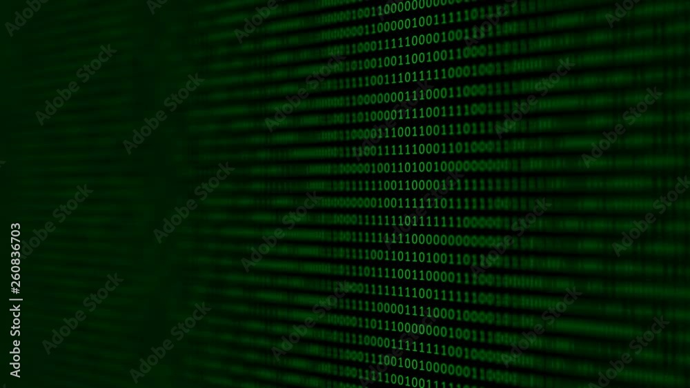 Binary code background with digits moving up on screen. Algorithm binary, data code, decryption and encoding. Deep of field effect. Seamless loop abstract background. Binary code background with digits moving up on screen. Algorithm binary, data code, decryption and encoding. Deep of field effect. Seamless loop abstract background.