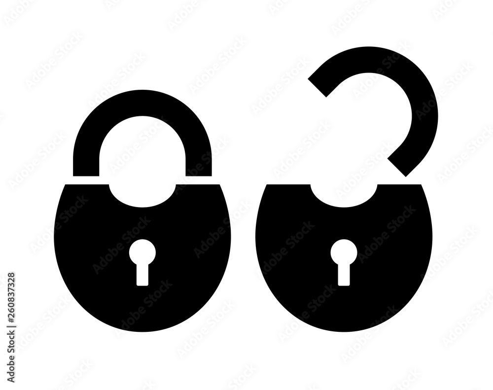 Padlock open and closed icon set Stock Vector | Adobe Stock