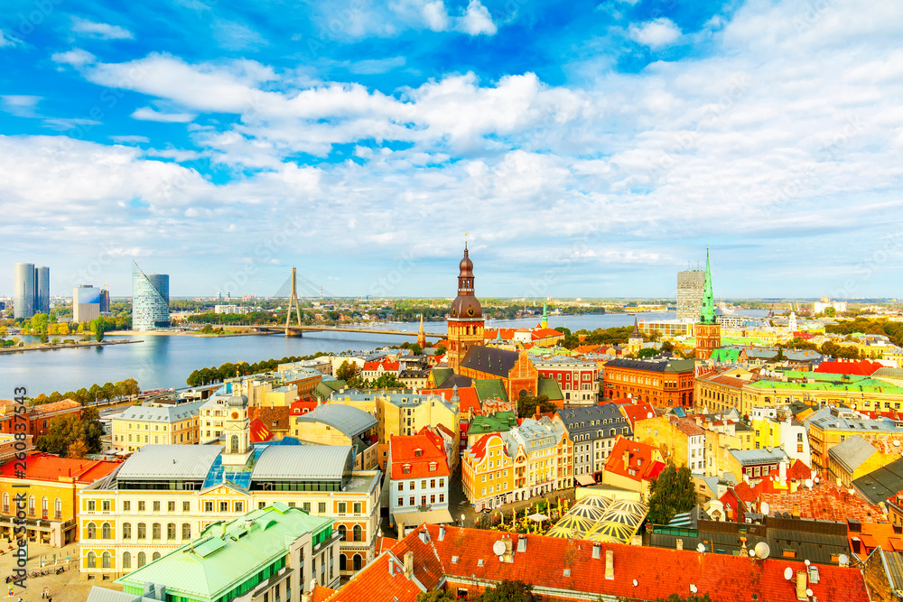 Naklejka premium Riga panoramic view, Latvia