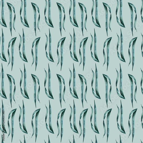 Seamless watercolor pattern with grass on a colored background. Illustration for fabrics  posters  postcards  packaging paper  clothing