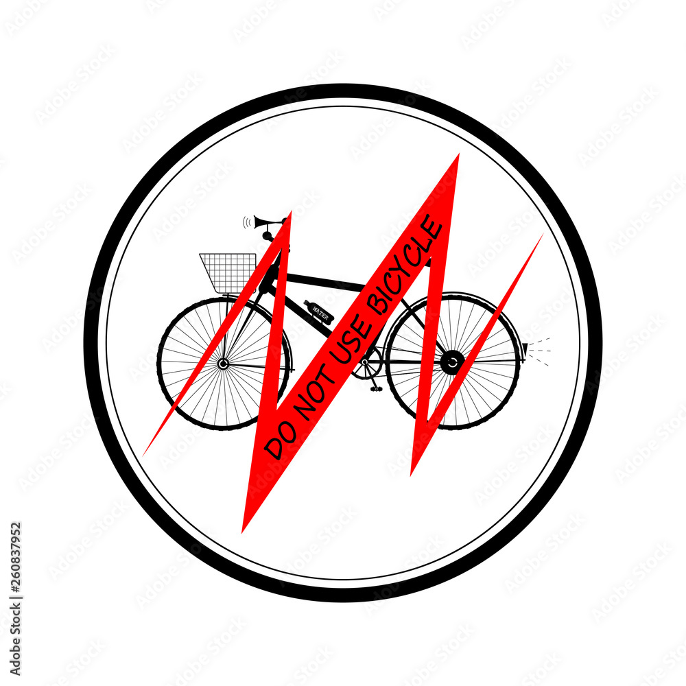 Black bicycle red line with inscription (DO NOT USE BICYCLE) all in the black round- vector illustration Black bicycle red line with inscription (DO NOT USE BICYCLE) all in the black round- vector illustration