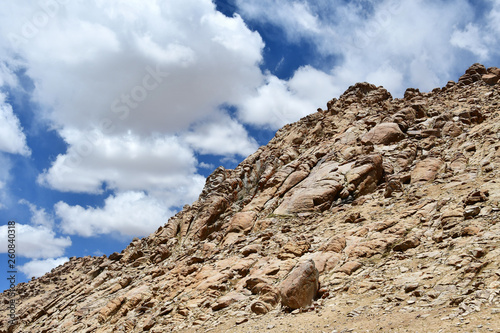 Tibet, mountain landscape on the way from lake Gomang to lake Kering photo