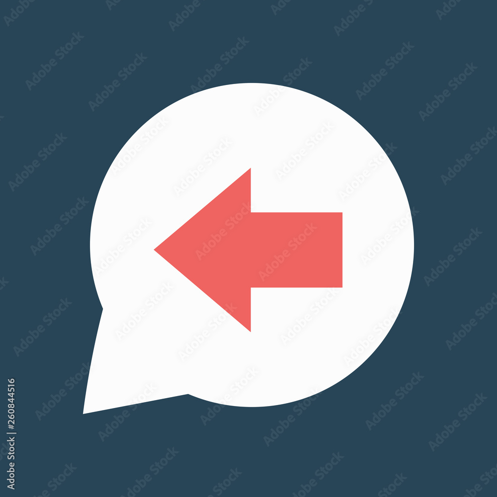 Silhouette icon chat with arrow to left Silhouette icon chat with arrow to left