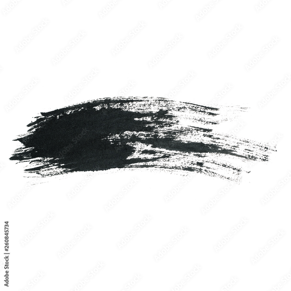 Dark color paint with brush stroke isolated on white background