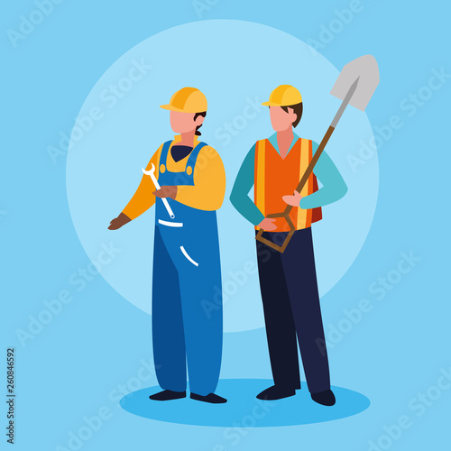group of workers men avatar character