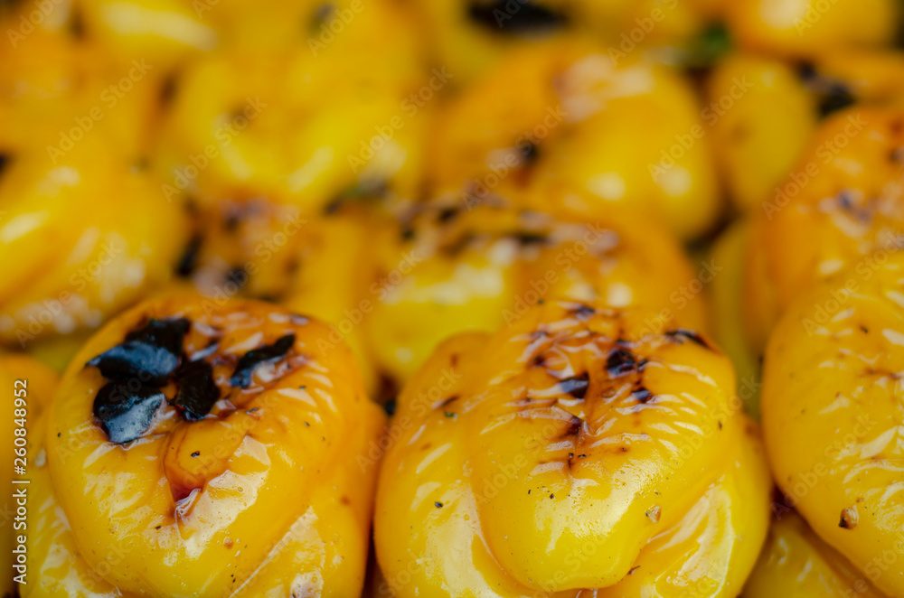 grilled red and yellow peppers grilled red and yellow peppers