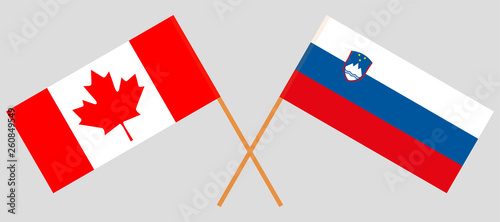 Slovenia and Canada. The Slovenian and Canadian flags. Official colors. Correct proportion. Vector
