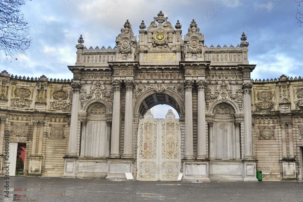Gate of Dolmabahce palace in Istanbul, Turkey