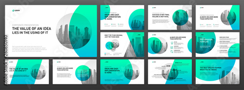 Business presentation powerpoint templates set. Use for presentation background, keynote template, brochure design, website slider, landing page, annual report, company profile.