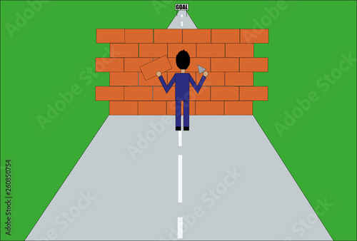 Muro en medio de una carretera impidiendo alcanzar objetivos.