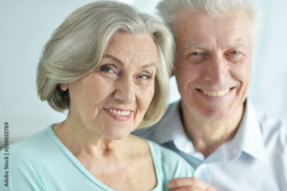 Close up portrait of happy senior couple