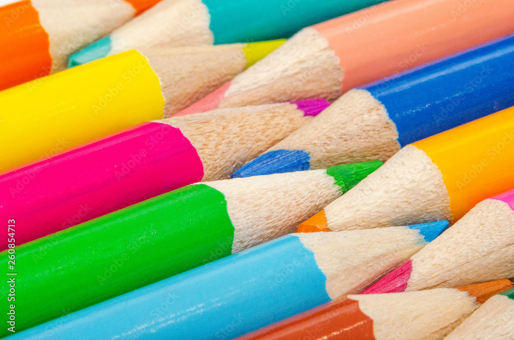 Fototapeta premium Close up color pencils isolated on white background.