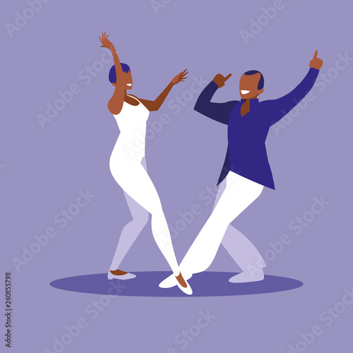 couple black dancing avatar character © djvstock