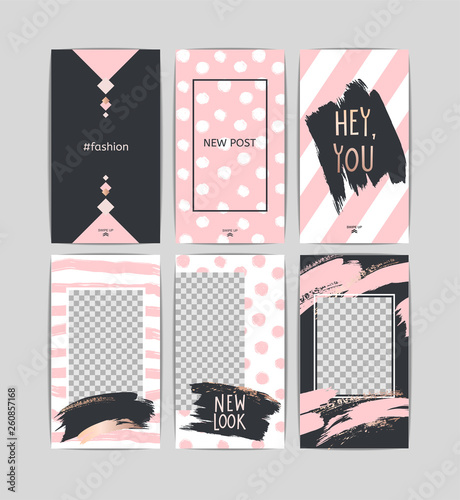 6 editable layout templates for social media stories, mobile apps, banner or ...