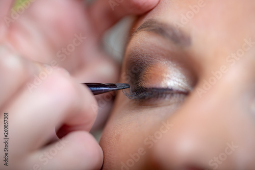 Make-up with black eyeliner close-up. Perfect makeup. © Georgii