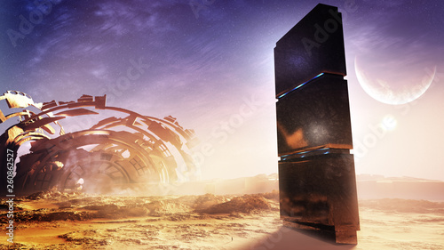 Fotografija concept art of majestic fantasy landscape with epic monument