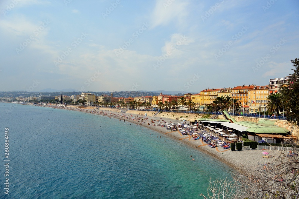 Beach in Nice, France, from above