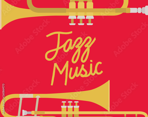 Photography jazz day poster with trumpets