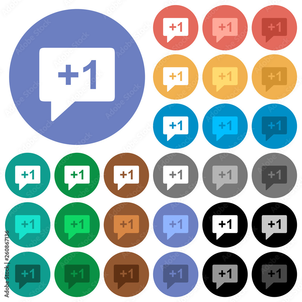 Plus one sign round flat multi colored icons Plus one sign round flat multi colored icons