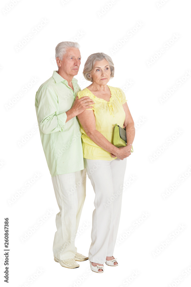 Portrait of senior couple posing isolated on white background Portrait of senior couple posing isolated on white background