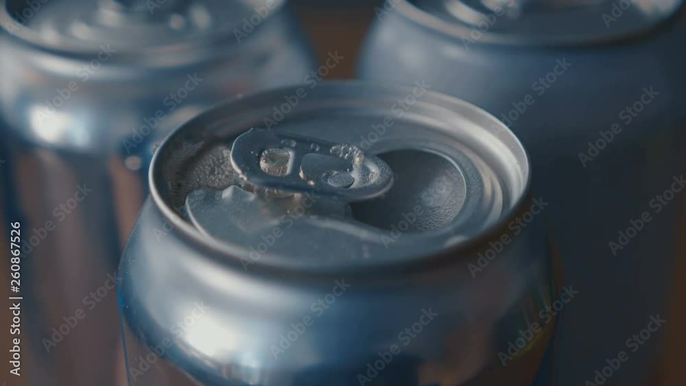 Opening unmarked soda can of fizzy cola with sound Opening unmarked soda can of fizzy cola with sound