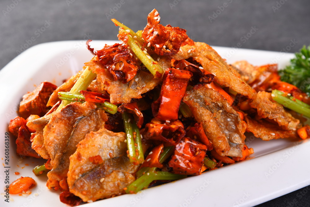 fried chicken with vegetables