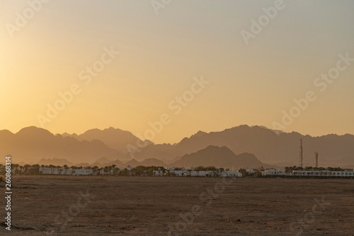 Sharm El Sheikh  sunset  outskirts of the city. Egypt. Mountains of the Sinai Peninsula.