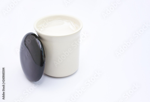 Photography potted blue stilton cheese in a ceramic jar