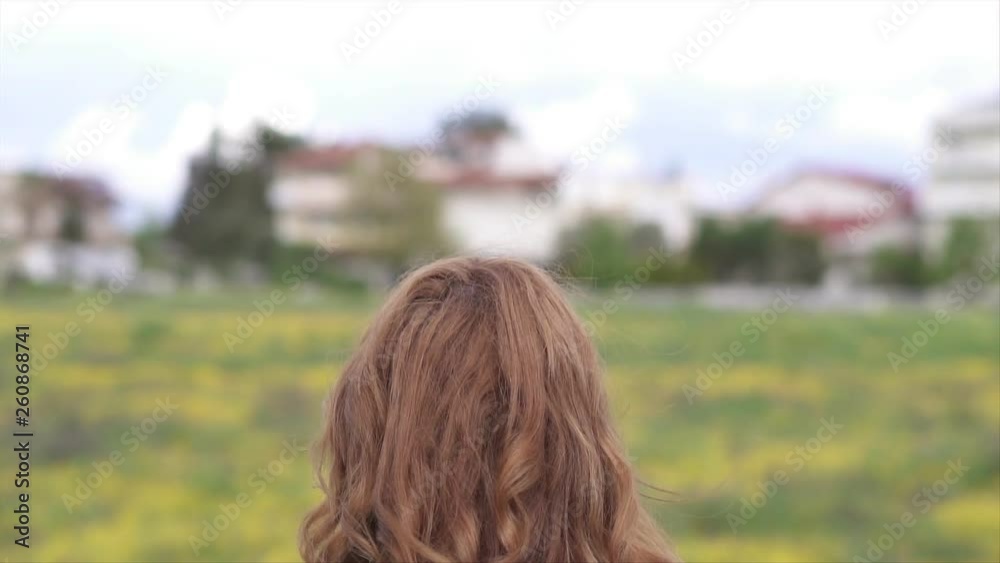 Woman Enjoying Spring in the fields Real People, slow motion video Woman Enjoying Spring in the fields Real People, slow motion video