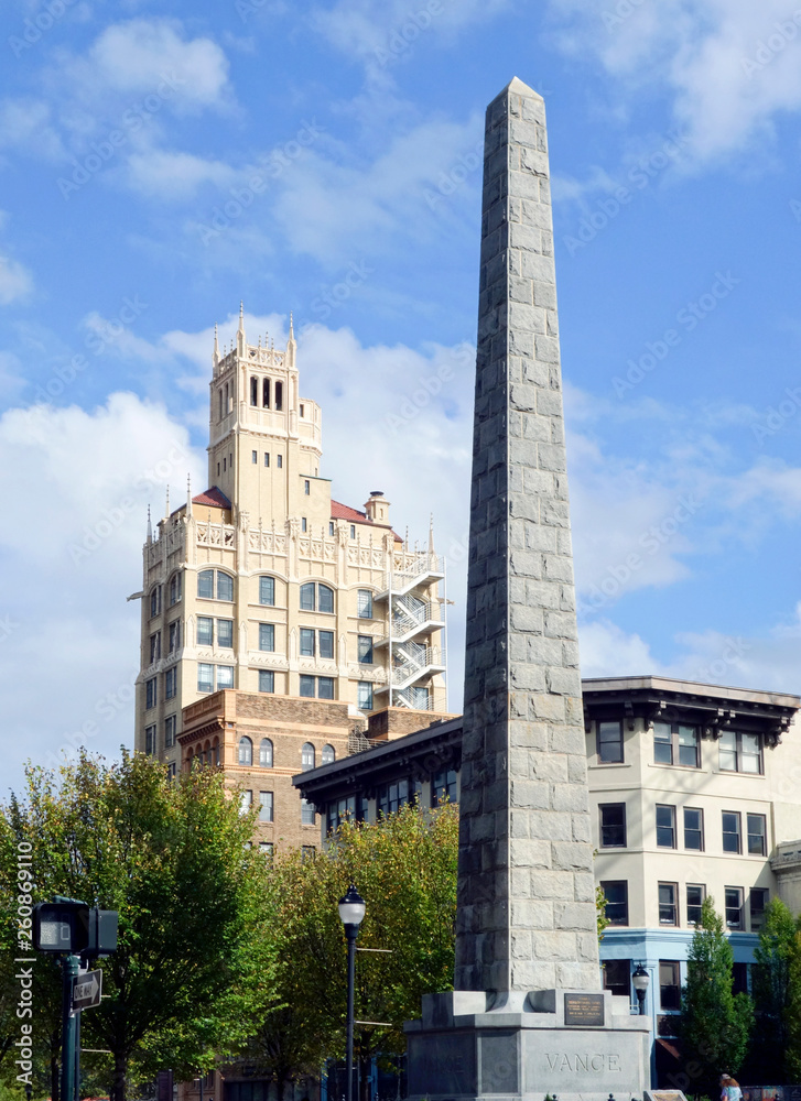 Zebulon Vance obelisk memorial in Asheville, North Carolina, US, 2017.