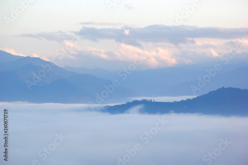 sea fog in the hills with beautiful sky background © leisuretime70