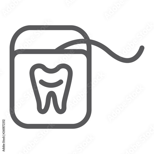 Dental floss line icon, dentist and dentistry, tooth care sign, vector graphics, a linear pattern on a white background.