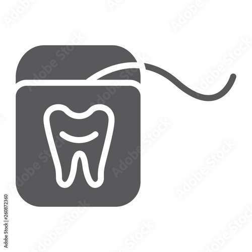 Dental floss glyph icon, dentist and dentistry, tooth care sign, vector graphics, a solid pattern on a white background.