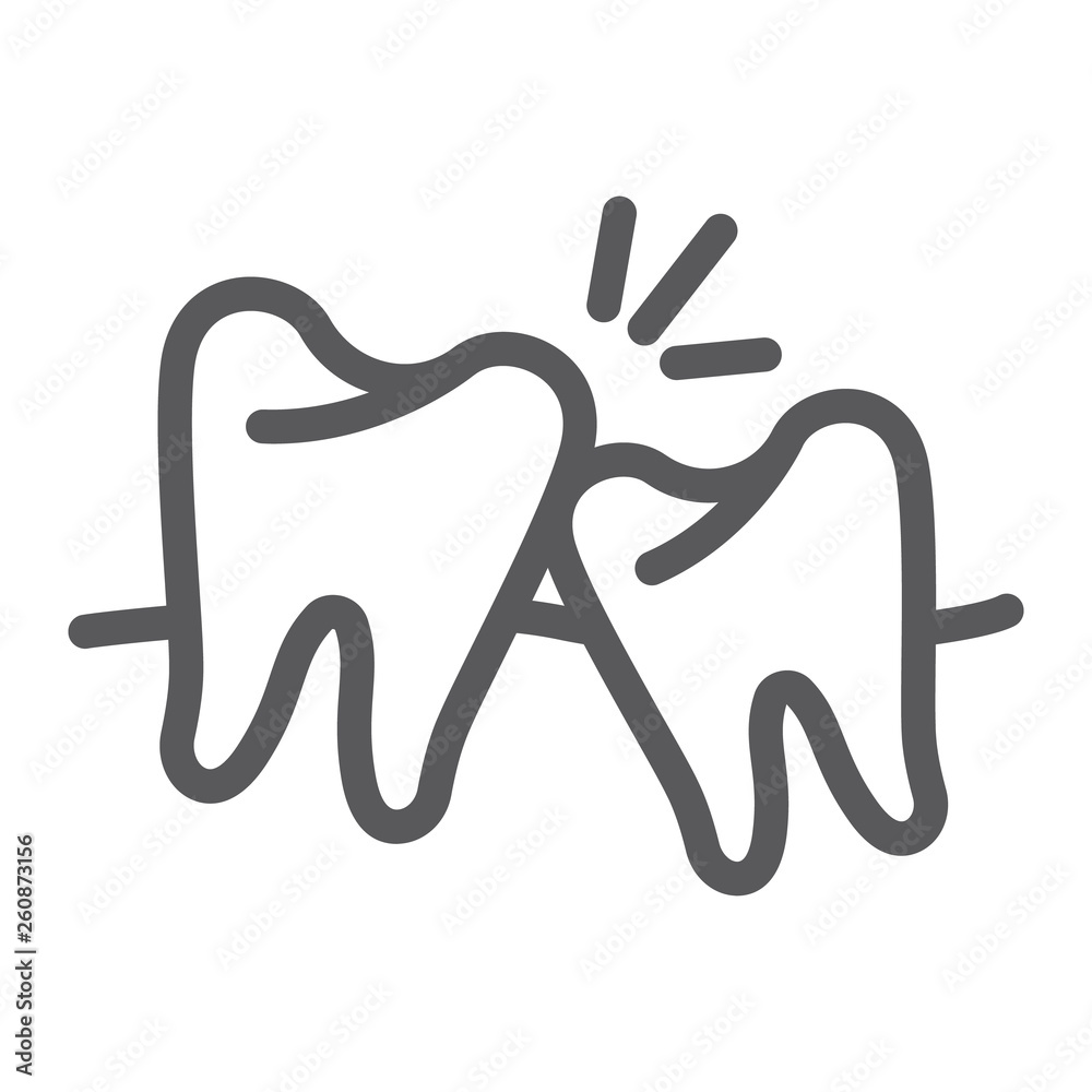 Wisdom teeth line icon, dentistry and dental, unhealthy teeth sign, vector graphics, a solid pattern on a white background. Wisdom teeth line icon, dentistry and dental, unhealthy teeth sign, vector graphics, a solid pattern on a white background.