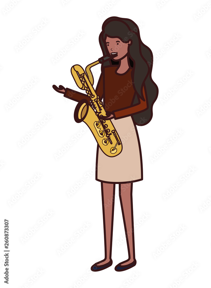 Naklejka premium young woman with saxophone character
