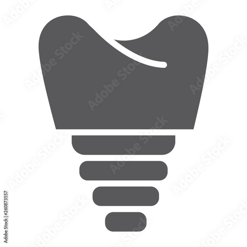 Dental implant glyph icon, teeth and dentistry, implant tooth sign, vector graphics, a solid pattern on a white background.