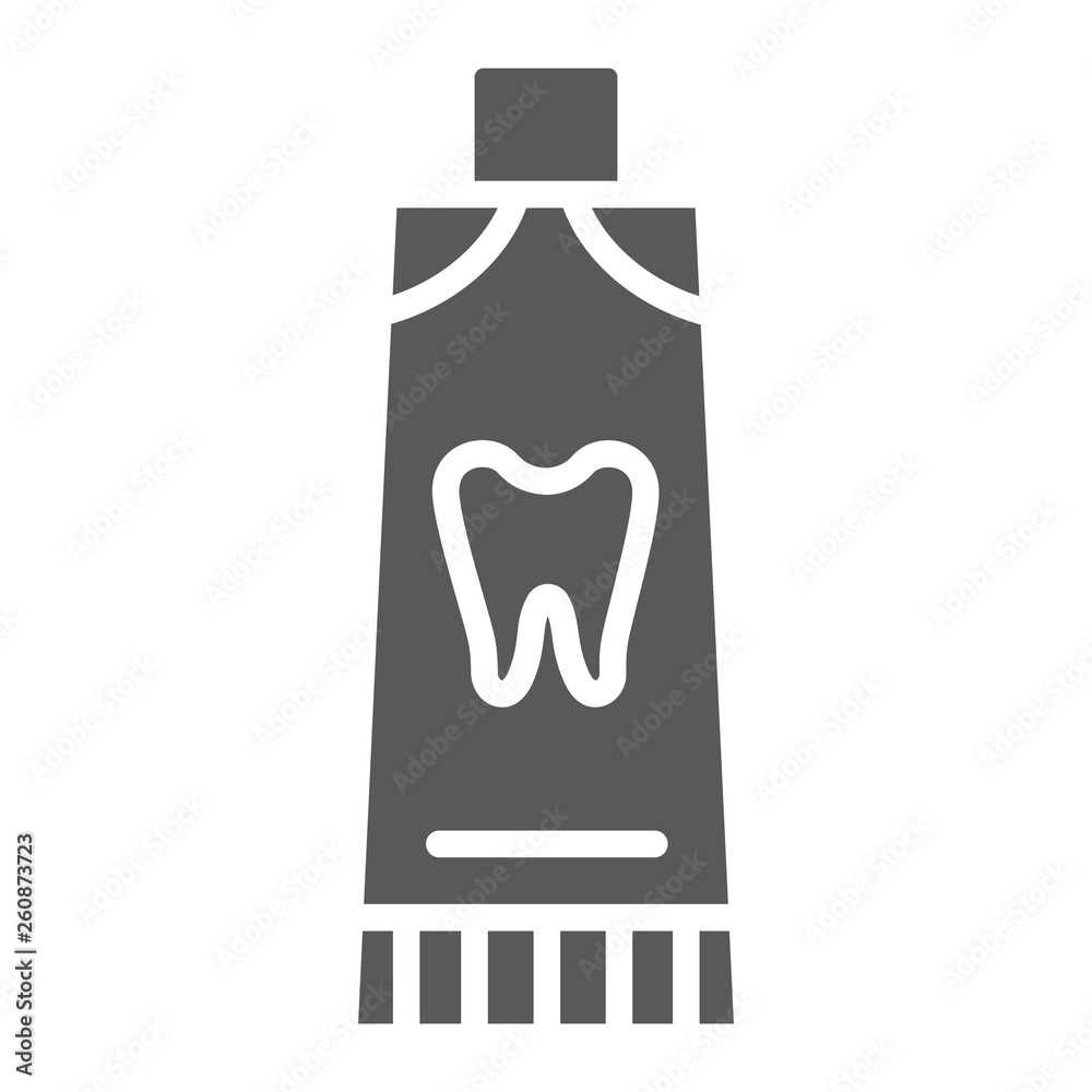 Toothpaste glyph icon, dental and tube, tooth care sign, vector graphics, a solid pattern on a white background. Toothpaste glyph icon, dental and tube, tooth care sign, vector graphics, a solid pattern on a white background.