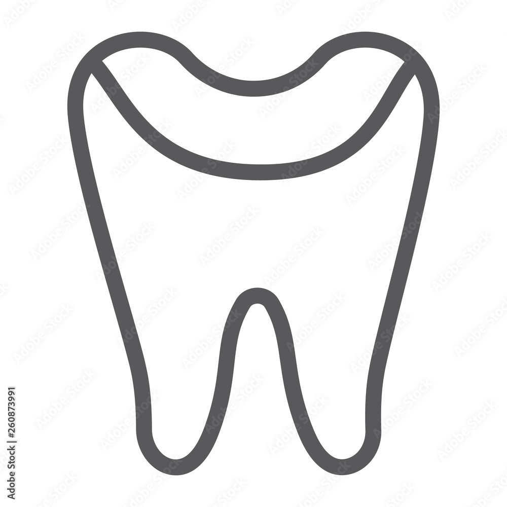 Tooth enamel line icon, dental and dentistry, tooth care sign, vector graphics, a linear pattern on a white background. Tooth enamel line icon, dental and dentistry, tooth care sign, vector graphics, a linear pattern on a white background.
