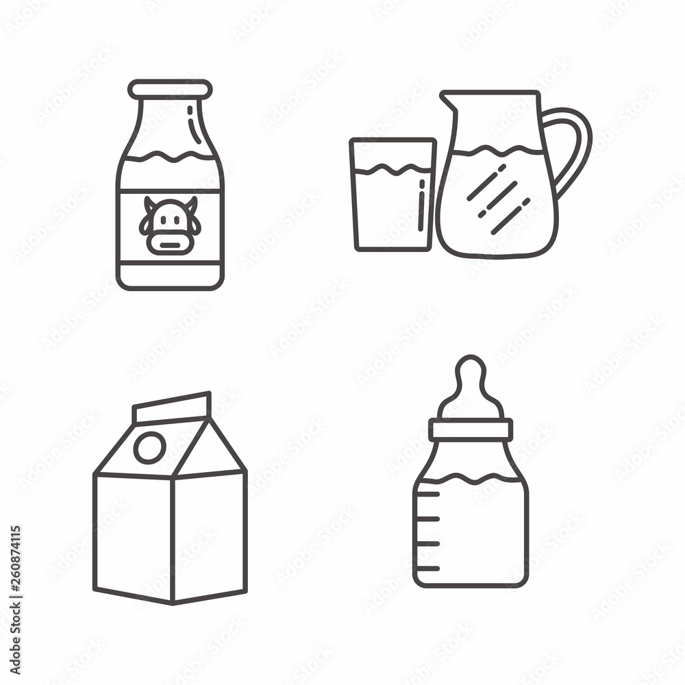 Set of milk icon with outline design. Milk vector illustration Set of milk icon with outline design. Milk vector illustration