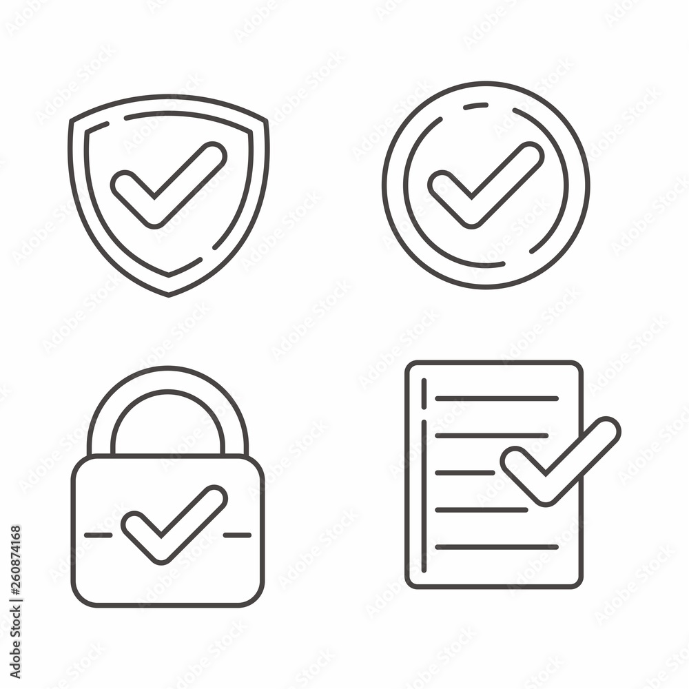 Set of verified icon with outline design Set of verified icon with outline design