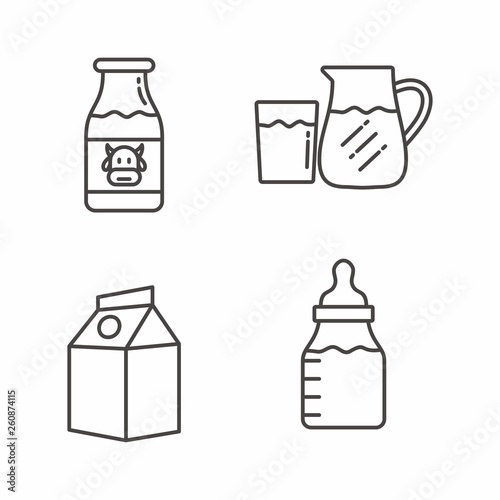 Set of milk icon with outline design. Milk vector illustration 