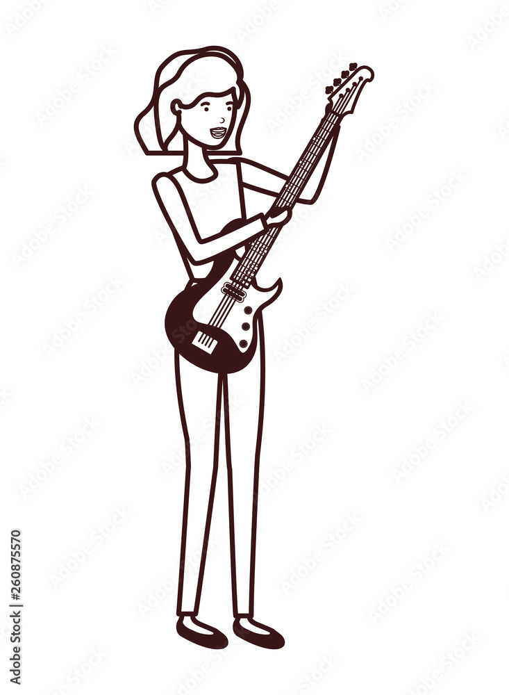 Naklejka premium young woman with electric guitar character