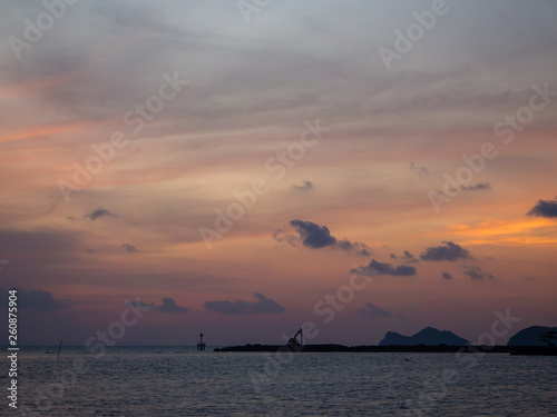 Beautiful, multi-colored clouds at sunset. Ko Phangan.Thailand. © alexkazachok