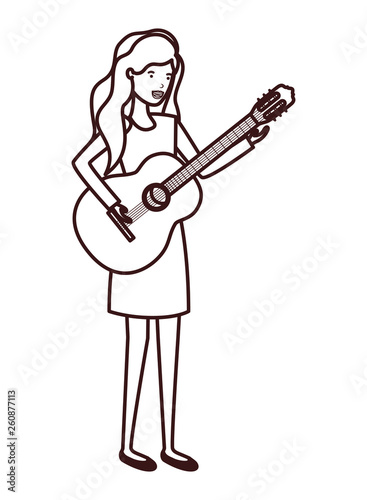 young woman with guitar character