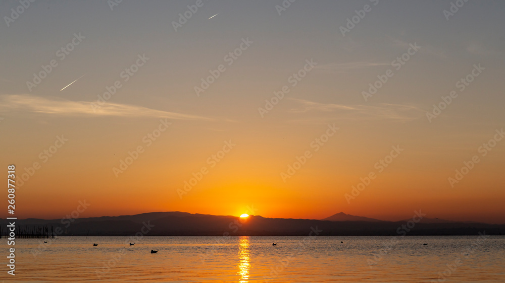 Sunset in Albufera of Valencia.