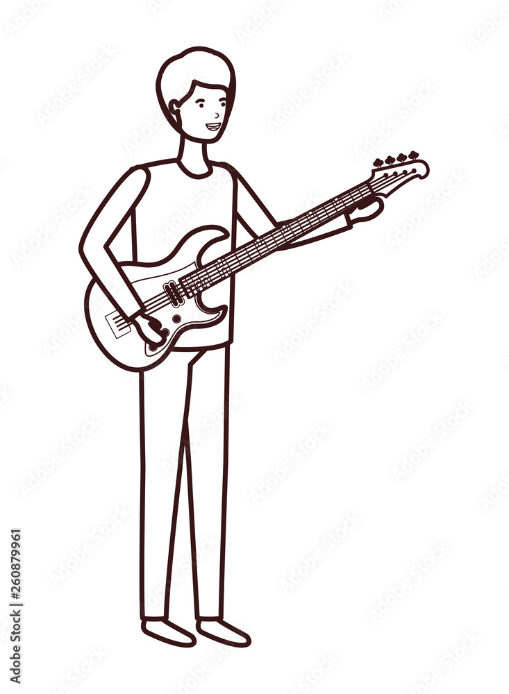 Fototapeta premium young man with electric guitar character