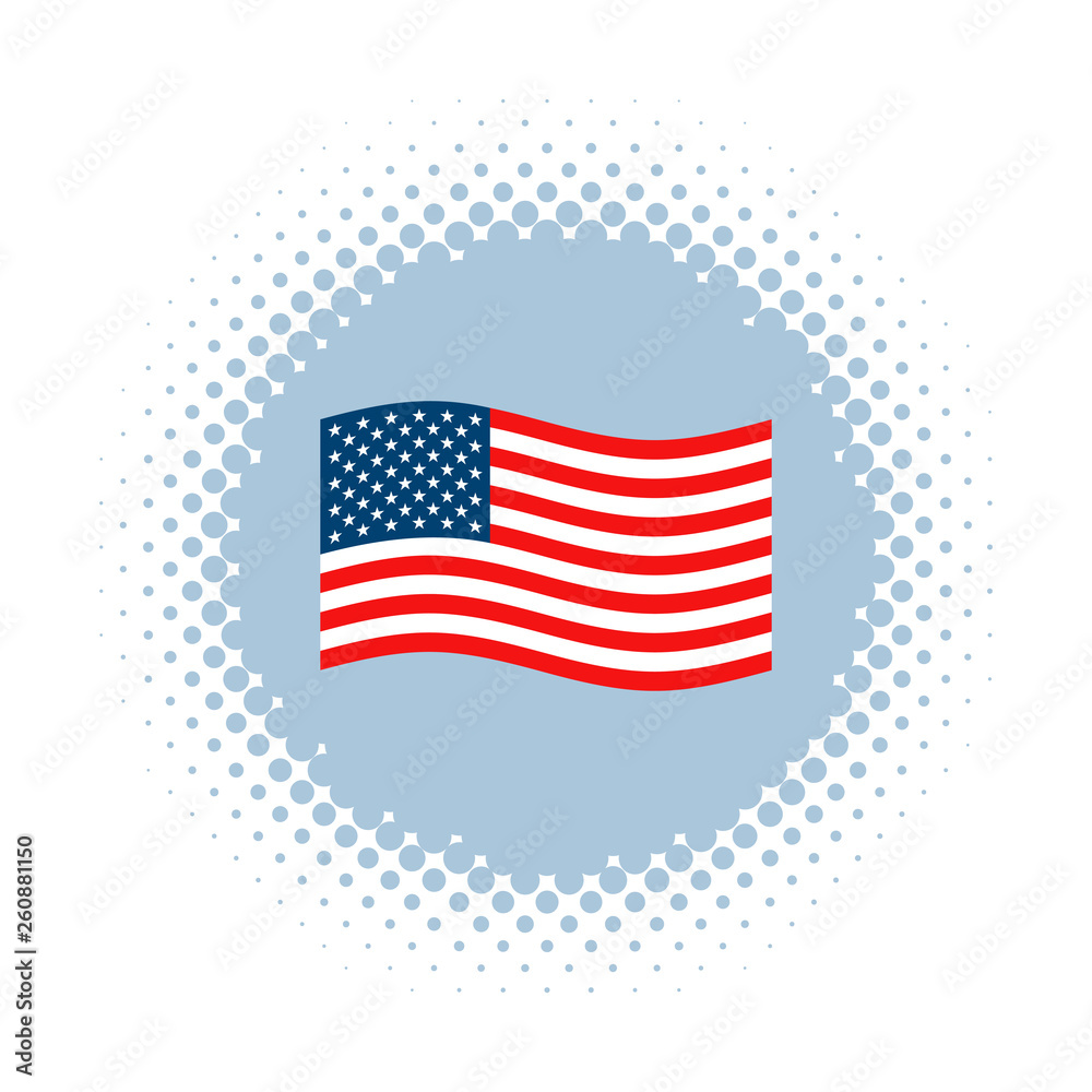 USA flag on halftone round shape USA flag on halftone round shape
