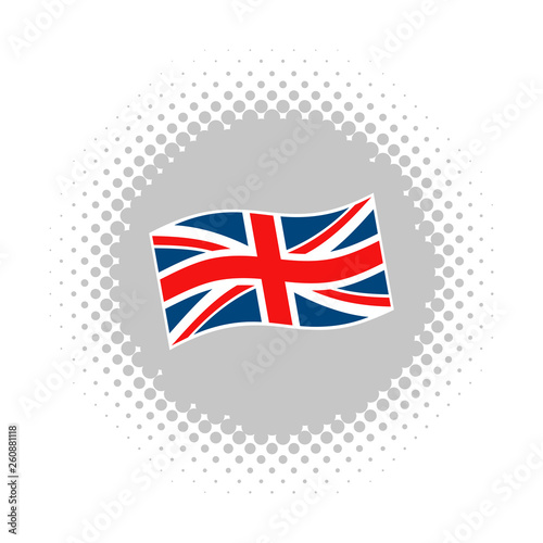 United Kingdom flag on halftone round shape
